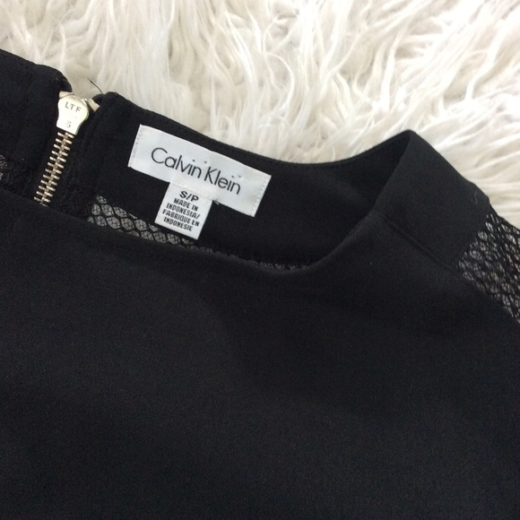 Calvin Klein Mesh Sleeve Black Blouse - Picture 4 of 5